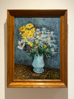 Vase with lilacs, daisies, anemones framed Van Gogh reproduction, hand-painted in oil on canvas