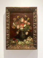 Vase with Asters and Gladioli framed Van Gogh reproduction, hand-painted in oil on canvas