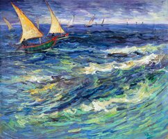 Sea at Saintes-Maries Van Gogh Reproduction, hand-painted in oil on canvas