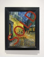 Cafe Terrace framed Vincent van Gogh reproduction, hand-painted in oil on canvas