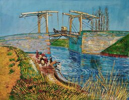 The Langlois Bridge at Arles with Women Washing Van Gogh Reproduction, hand-painted in oil on canvas