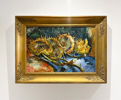 Four Cut Sunflowers Van Gogh framed replica, hand-painted in oil on canvas