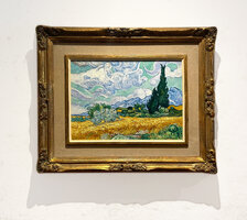 Wheat Field with Cypresses framed Vincent van Gogh replica, hand-painted in oil on canvas