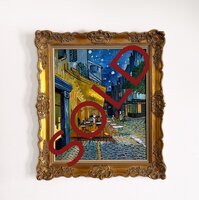 Cafe Terrace at Night framed reproduction, hand-painted in oil on canvas