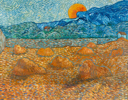 Landscape with Wheat Sheaves and rising Moon Van Gogh reproduction
