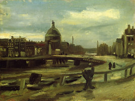 View of Amsterdam from Central Station Van Gogh Reproduction, hand-painted in oil on canvas