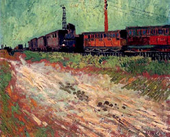 Railway Carriages Van Gogh Reproduction, hand-painted in oil on canvas