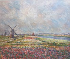 Tulip Fields near The Hague Monet reproduction, hand-painted in oil on canvas