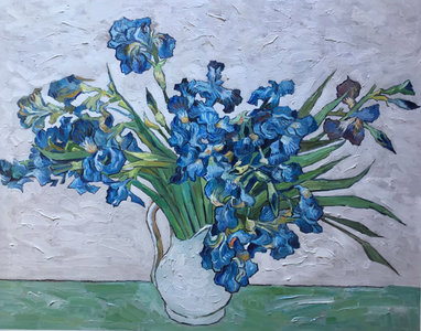 e: Vase with Irises Oil Painting Replica 
